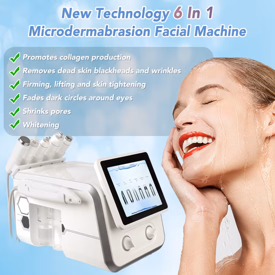 Microdermoabrasión 6 en 1 Máquina de dermoabrasión con mango de importación ultrasónico a la venta