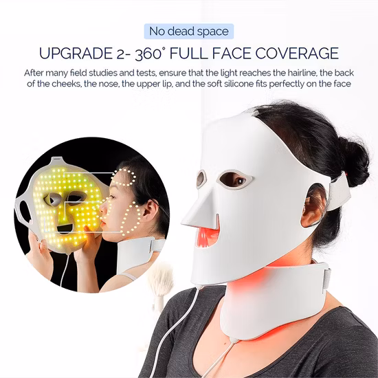 Uso en el hogar Terapia de luz LED Mascarilla facial para rostro y cuello